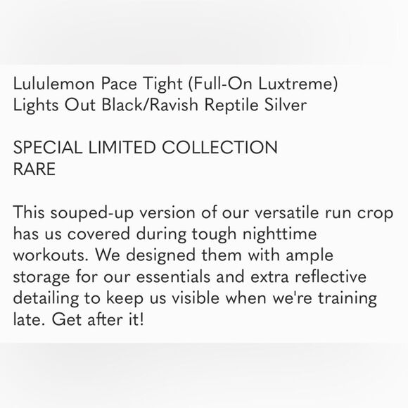 .Lululemon Pace Tight (Full-On Luxtreme)  Lights Out Black/Ravish Reptile… - Picture 6 of 14